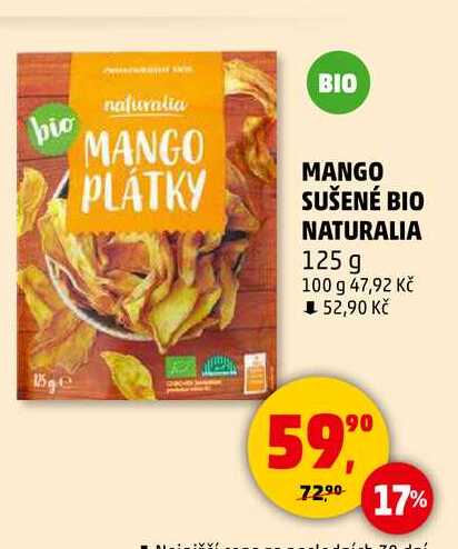 MANGO SUŠENÉ BIO NATURALIA, 125 g