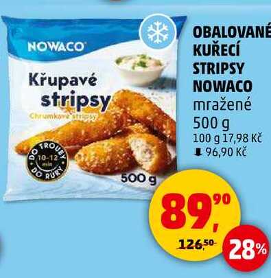 OBALOVANÉ KUŘECÍ STRIPSY NOWACO mražené, 500 g 