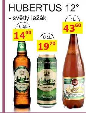 HUBERTUS 12° - světlý ležák 0,5L plech