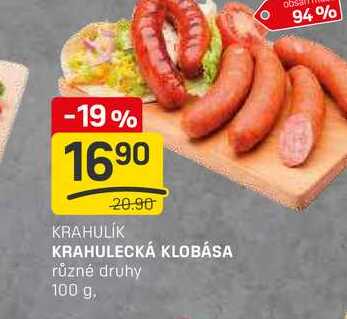 KRAHULECKÁ KLOBÁSA různé druhy 100 g