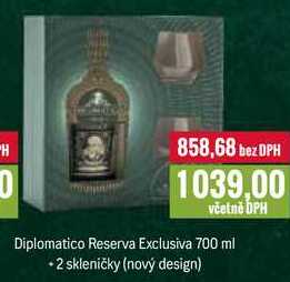 Diplomatico Reserva Exclusiva 700 ml + 2 skleničky (nový design) 