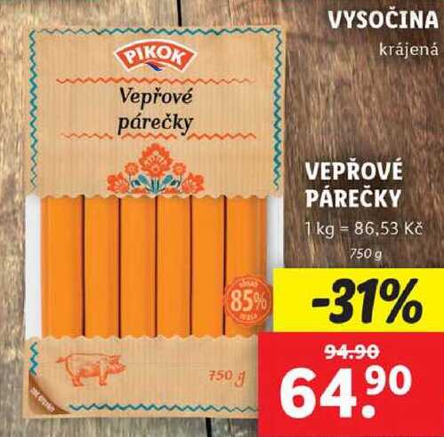 Vepřové párečky, 750 g