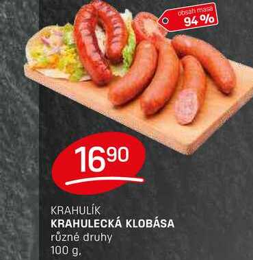 KRAHULECKÁ KLOBÁSA různé druhy 100 g