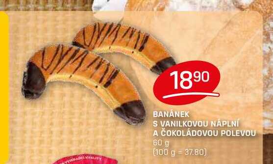 BANÁNEK S VANILKOVOU NÁPLNÍ A ČOKOLÁDOVOU POLEVOU 60 g