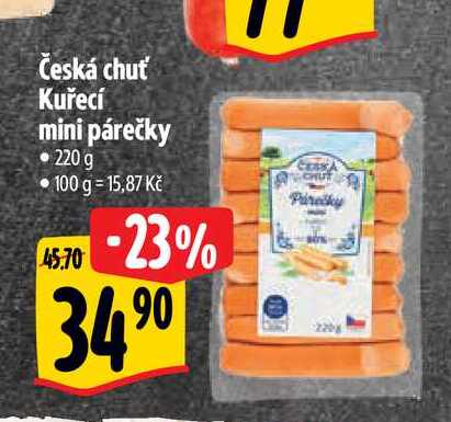 Česká chuť Kuřecí mini párečky • 220 g 