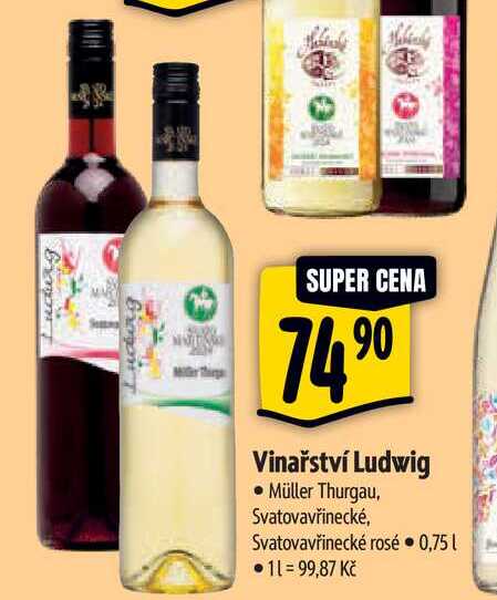   Vinařství Ludwig • Müller Thurgau, Svatovavřinecké, Svatovavřinecké rosé   0,75 l 