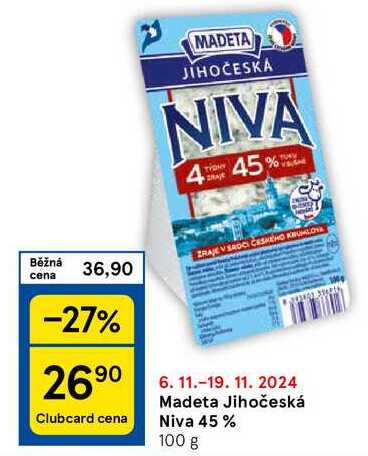 Madeta Jihočeská Niva 45%, 100 g 