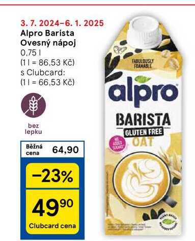 Alpro Barista Ovesný nápoj, 0,75 l