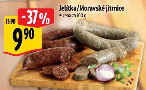 Jelítka/Moravské jitrnice, cena za 100 g 