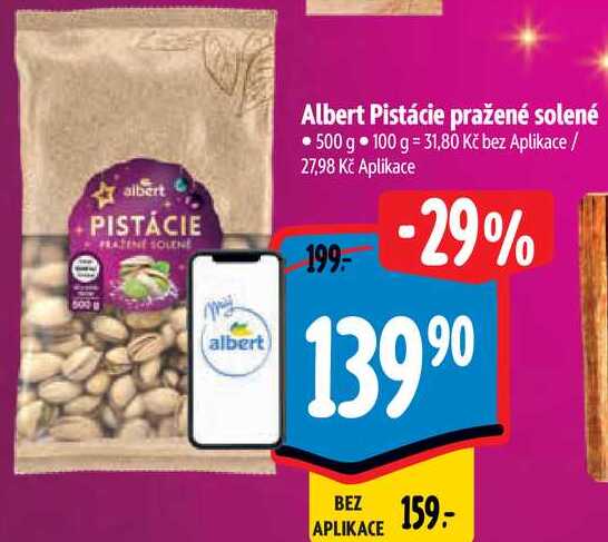 Albert Pistácie pražené solené, 500 g