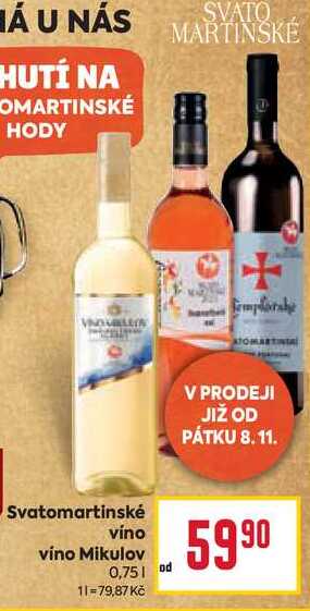 Svatomartinské vino vino Mikulov 1l