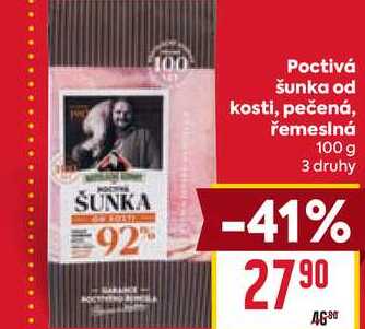 Poctivá šunka od kosti, pečená, řemeslná 100 g