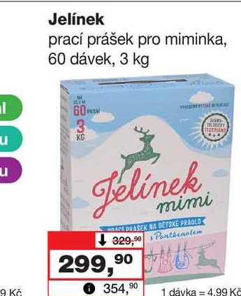 Jelínek prací prášek pro miminka, 60 dávek, 3 kg 