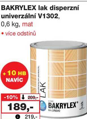 BAKRYLEX lak disperzní univerzální V1302, 0,6 kg, mat 