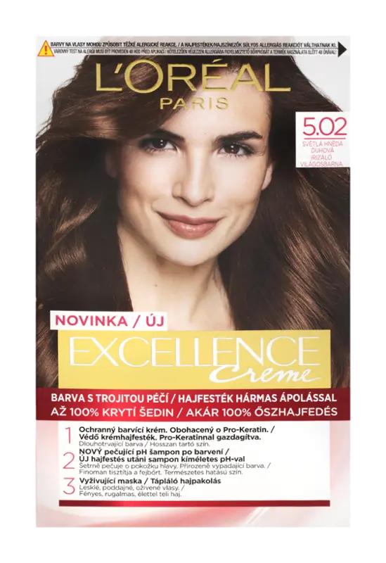 L'Oréal Barva na vlasy Excellence Creme 5.02 světlá hnědá duhová, 1 ks