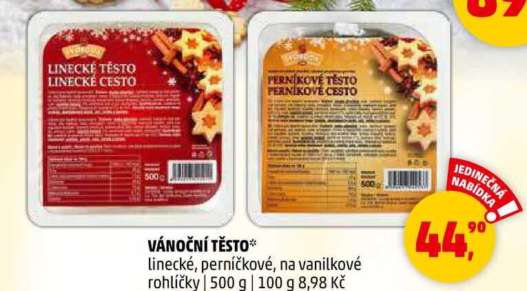 VÁNOČNÍ TĚSTO linecké, perníčkové, na vanilkové rohlíčky, 500 g