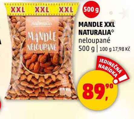 MANDLE XXL NATURALIA neloupané, 500 g 