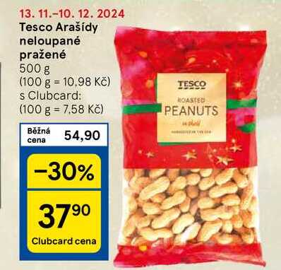 Tesco Arašídy neloupané pražené, 500 g