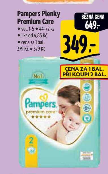 Pampers Plenky Premium Care • vel. 1-5 44-72 ks  v akci