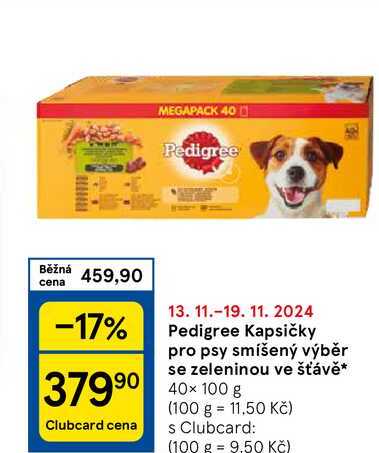 Pedigree Kapsičky pro psy smíšený výběr se zeleninou ve šťávě, 40× 100 g 