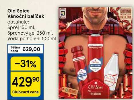 Old Spice Vánoční balíček obsahuje: Sprej 150 ml. Sprchový gel 250 ml. Voda po holení 100 ml