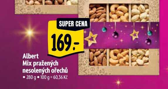 Albert Mix pražených nesolených ořechů 280 g 