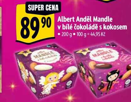  Albert Anděl Mandle v bílé čokoládě s kokosem 200 g 