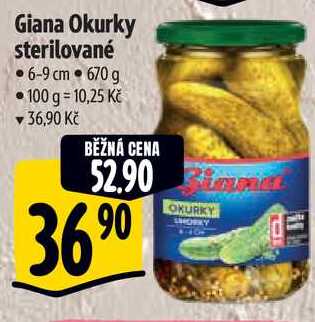 Giana Okurky sterilované, 670 g