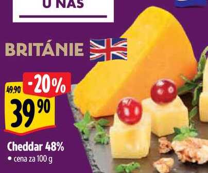 Cheddar 48%, cena za 100 g