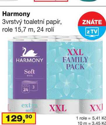 Harmony toaletní papír 3-vrstv. 24 rolí, vybrané druhy