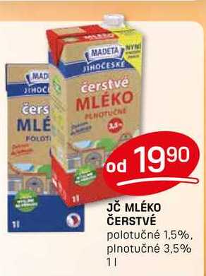 JČ MLÉKO ČERSTVÉ polotučné 1,5% 1l