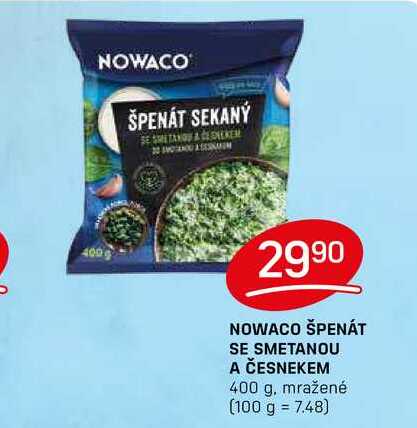 NOWACO ŠPENÁT SE SMETANOU A ČESNEKEM 400g