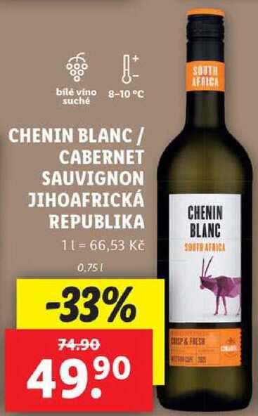 CHENIN BLANC/CABERNET SAUVIGNON JIHOAFRICKÁ REPUBLIKA, 0,75 l