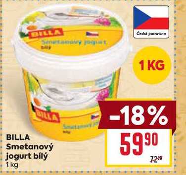 BILLA Smetanový jogurt bílý 1 kg 