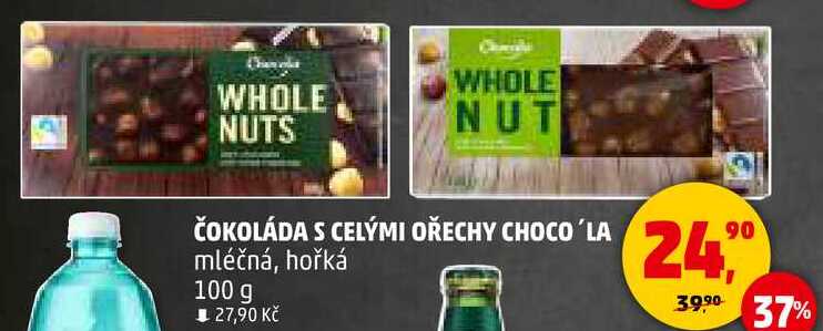 ČOKOLÁDA S CELÝMI OŘECHY CHOCOLA mléčná, hořká 100 g