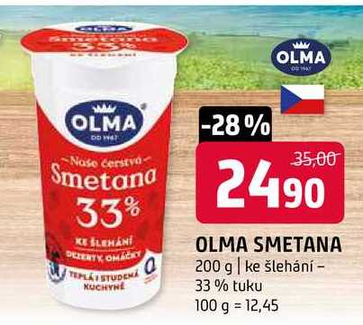 Olma smetana 200 g ke šlehání 33% tuku 