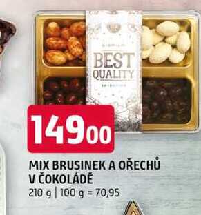 Mix brusinek a ořechů v čokoládě 210g