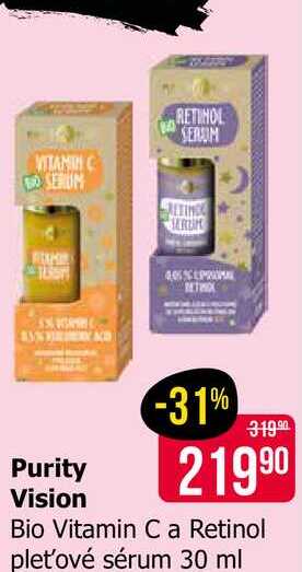 Purity Vision Bio Vitamin C a Retinol pleťové sérum 30 ml 