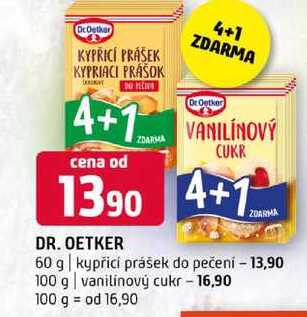 Dr. Oetker kypřicí prášek do pečení vanilinový cukr 60g 100g v akci