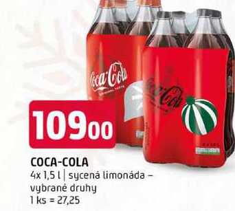 Coca-Cola 4x 1,5l, vybrané druhy