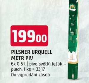 Pilsner Urquell metr piv Pivo světlý ležák 6x0,5l 