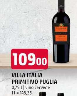 Villa italia primitivo puglia 0,75l víno červené 