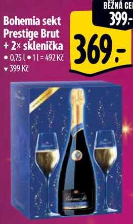 Bohemia sekt Prestige Brut + 2x sklenička, 0,75 l