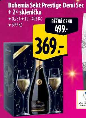 Bohemia Sekt Prestige Demi Sec +2x sklenička, 0,75 l