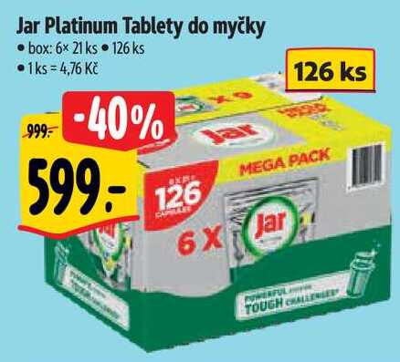 Jar Platinum Tablety do myčky, 126 ks