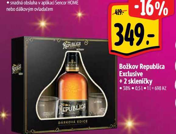   Božkov Republica Exclusive + 2 skleničky  0,5 l