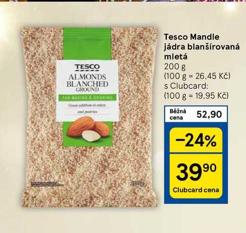 Tesco Mandle jádra blanšírovaná mletá, 200 g 