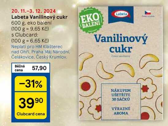 Labeta Vanilinový cukr, 600 g v akci