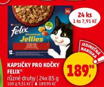 KAPSIČKY PRO KOČKY FELIX různé druhy, 24x85 g