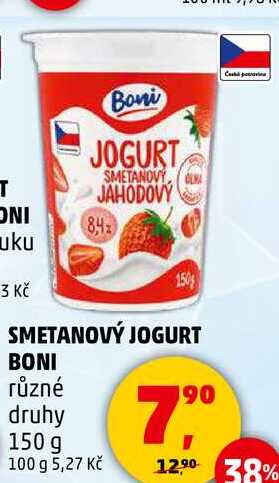 SMETANOVÝ JOGURT BONI různé druhy, 150 g